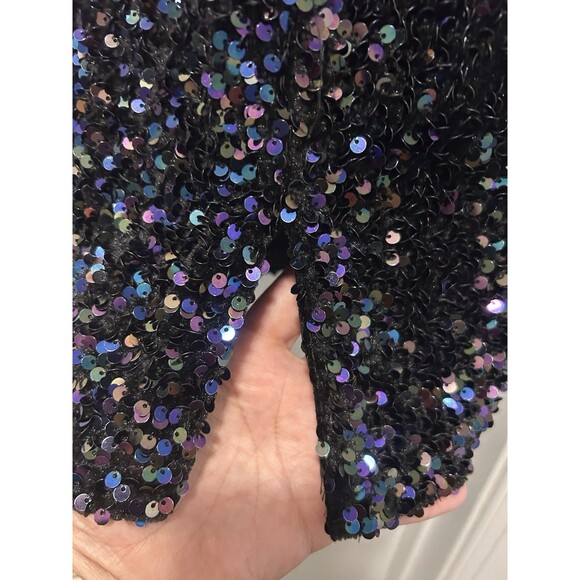 Crystal Doll Size 15 Amber Black Multicolor Sequin Tank Mini Dress Stretchy Hoco - Picture 2 of 7